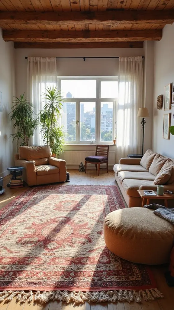 43 Loft Apartment Floor Plan Ideas That Feel Spacious - 12. Layered Rugs for Comfort