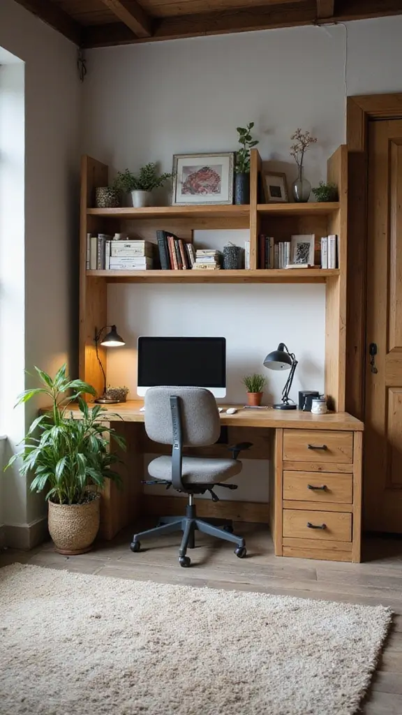 43 Loft Apartment Floor Plan Ideas That Feel Spacious - 19. Built-In Workstations