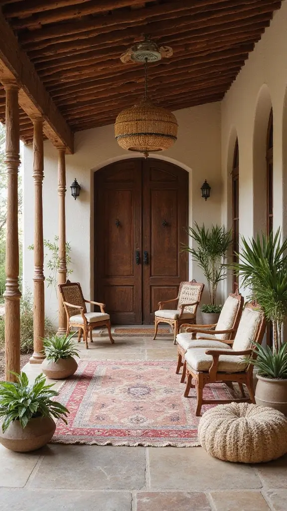 43 Porch Design in India Styles That Inspire Welcoming Homes - 16. Artisanal Crafted Porches