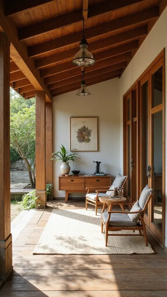 43 Porch Design in India Styles That Inspire Welcoming Homes - 17. Fusion of Indo-Japanese Aesthetics