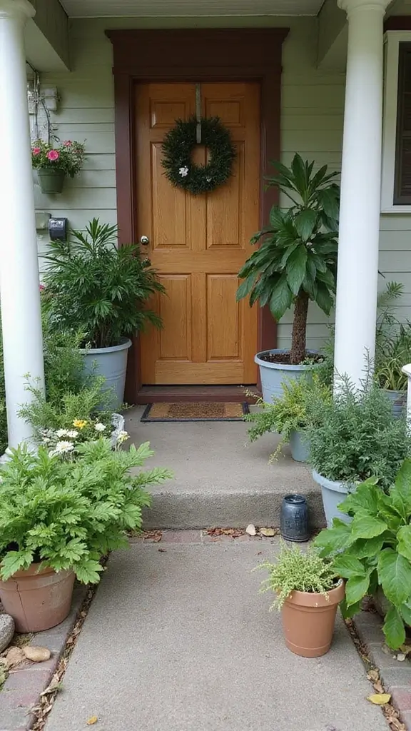 43 Porch Design in India Styles That Inspire Welcoming Homes - 28. Eco-Conscious Container Garden Porches