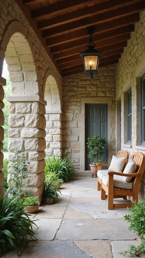 43 Porch Design in India Styles That Inspire Welcoming Homes - 33. Rustic Stone Cottage Designs