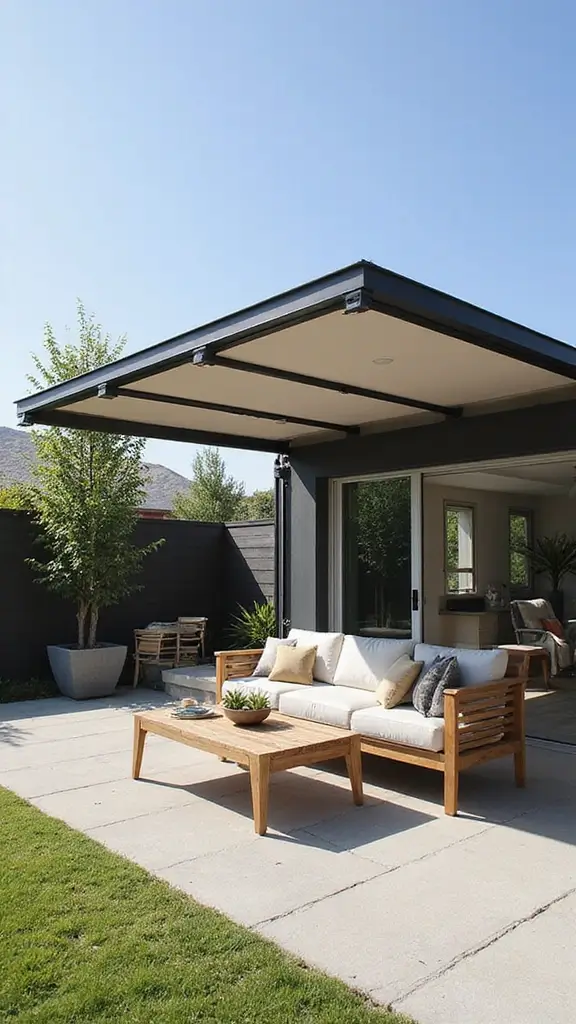 43 Porch Design in India Styles That Inspire Welcoming Homes - 39. Smart Pergola with Retractable Canopy