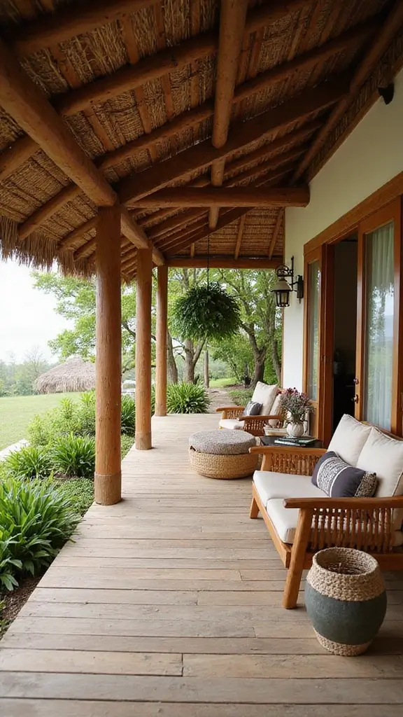 43 Porch Design in India Styles That Inspire Welcoming Homes - 40. Tropical Palapa Style