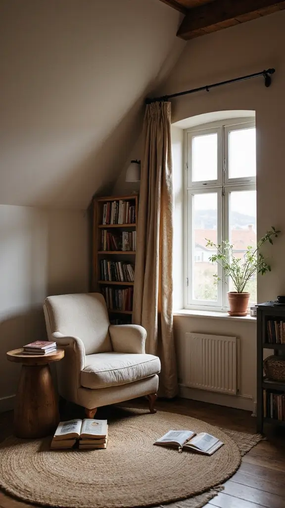 43 Small Loft Apartment Ideas That Feel Airy - 22. Curate a Cozy Reading Corner