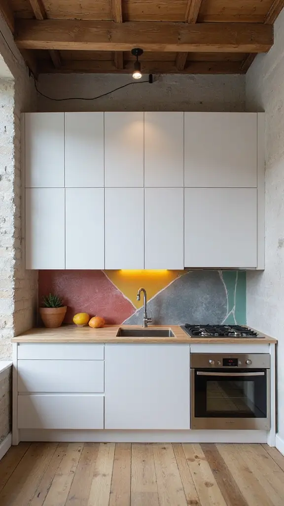 43 Small Loft Apartment Ideas That Feel Airy - 31. Add a Backsplash in the Kitchen