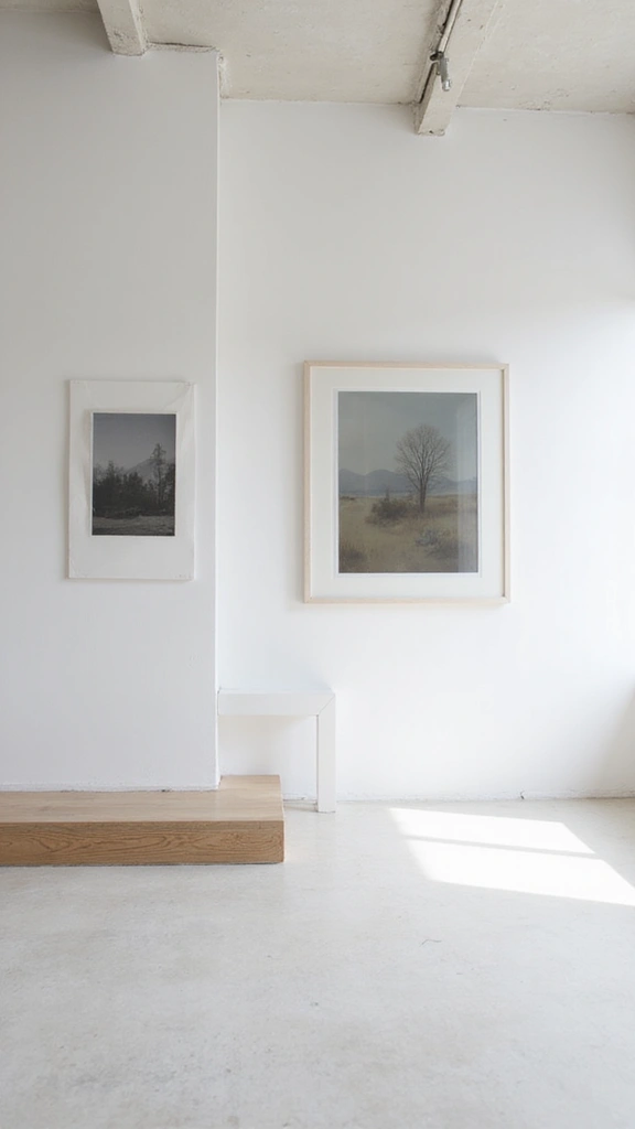 43 Small Loft Apartment Ideas That Feel Airy - 7. Incorporate Minimalist Artwork