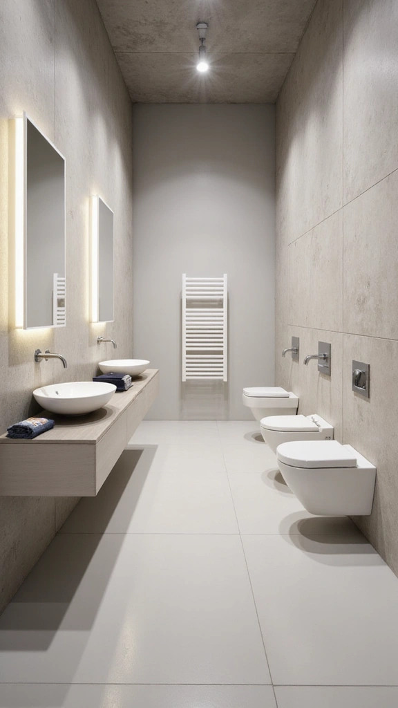 44 Bathroom Interior Design Modern Trends You’ll Love - 11. Wall-Mounted Everything
