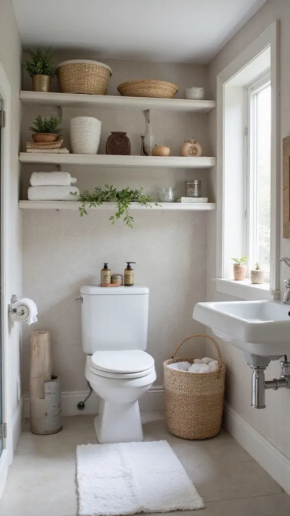 44 Bathroom Interior Design Modern Trends You’ll Love - 18. Open Shelving Solutions
