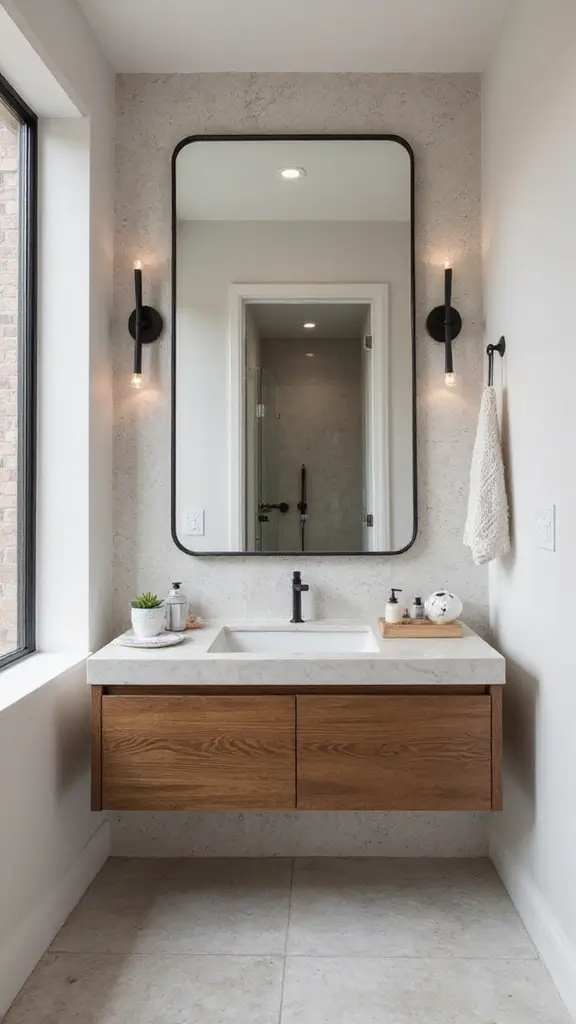 44 Bathroom Interior Design Modern Trends You’ll Love - 26. Statement Mirrors