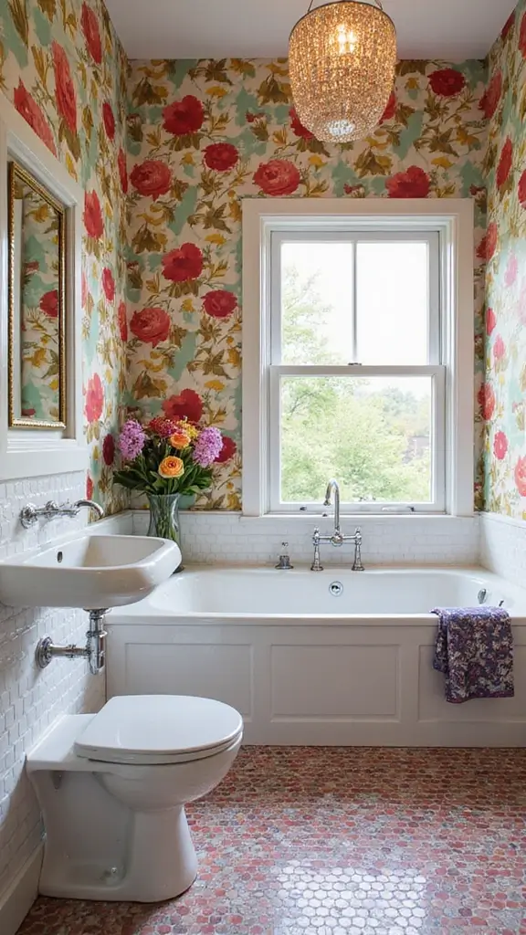 44 Bathroom Interior Design Modern Trends You’ll Love - 31. Bold Wallpaper