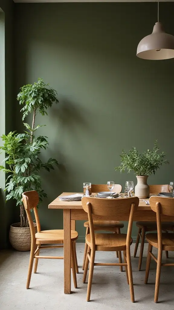 44 Dining Room Paint Colors That Change the Mood Instantly - 12. Rich Olive Green