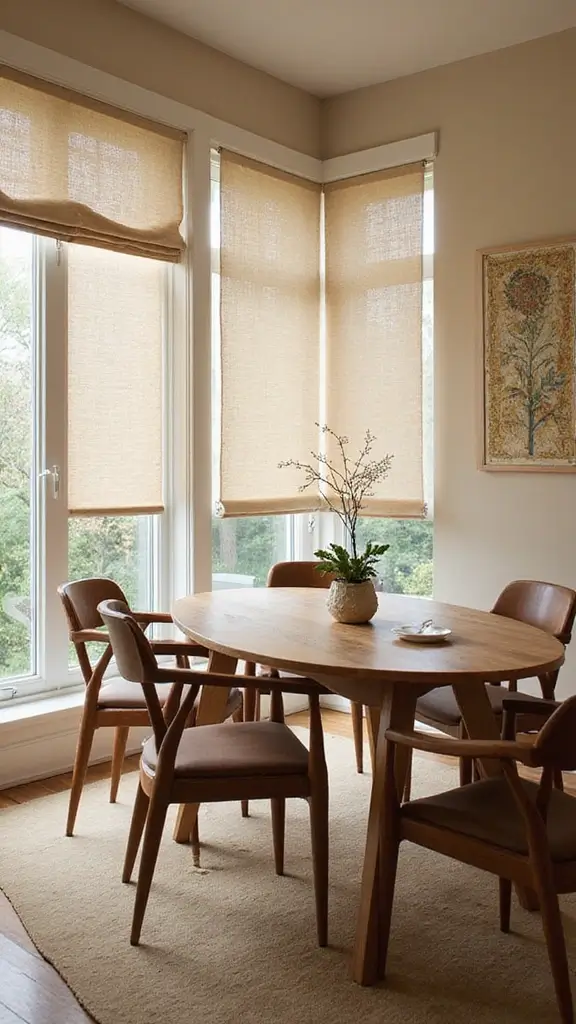 44 Dining Room Window Treatments That Complete the Space - 13. Fabric Wall Panels