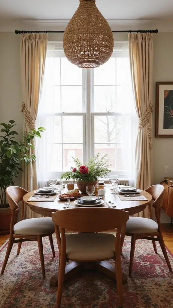 44 Dining Room Window Treatments That Complete the Space - 30. Eco-Friendly Macrame Tiebacks