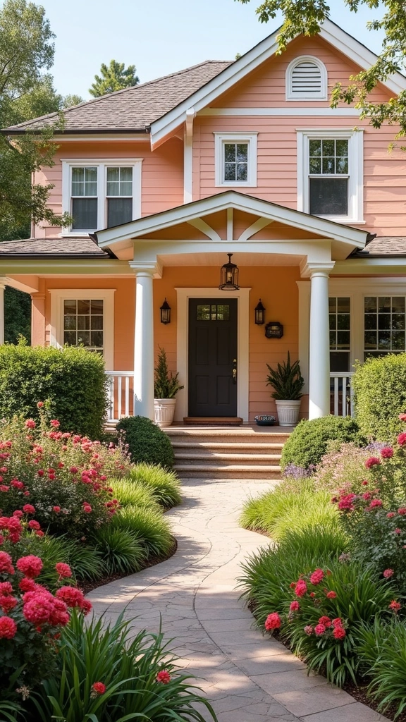 44 Home Painting Ideas Exterior Colors That Add Instant Charm - 11. Pale Peach