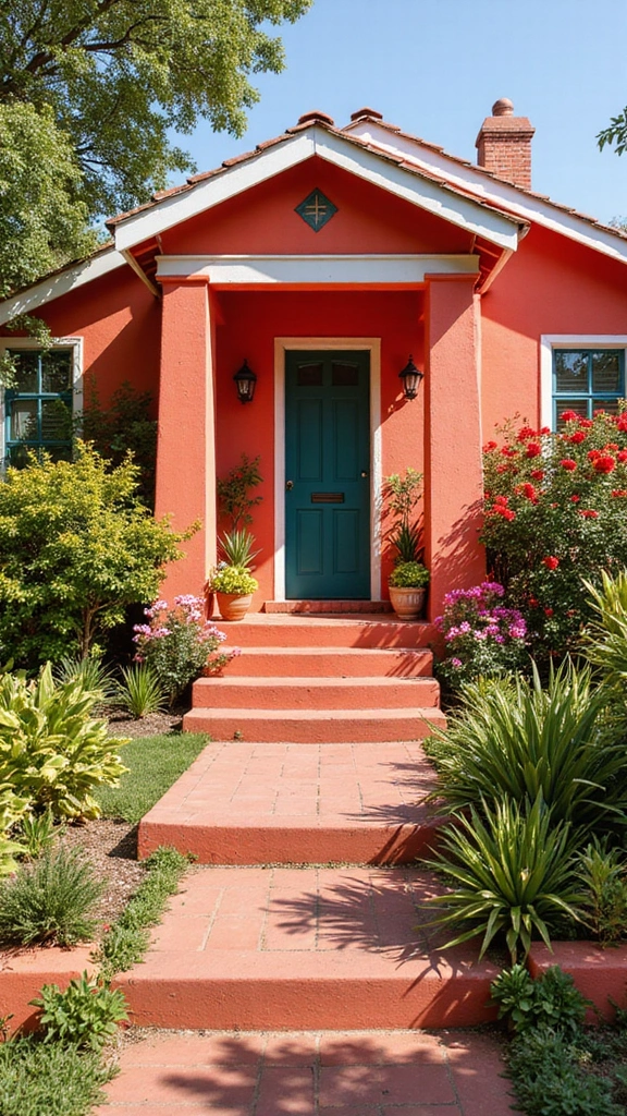 44 Home Painting Ideas Exterior Colors That Add Instant Charm - 14. Bright Coral
