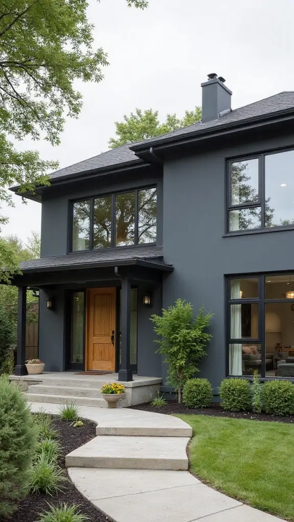 44 Home Painting Ideas Exterior Colors That Add Instant Charm - 15. Slate Gray