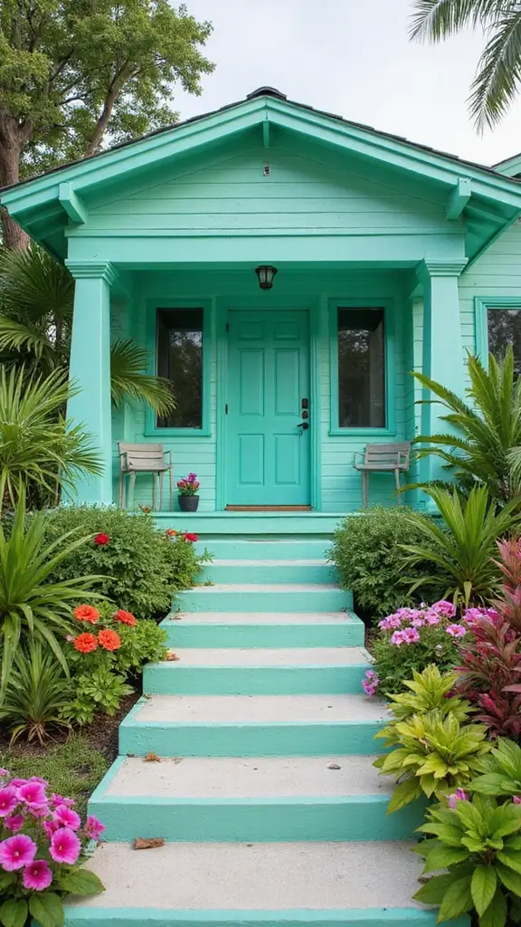 44 Home Painting Ideas Exterior Colors That Add Instant Charm - 17. Bright Mint
