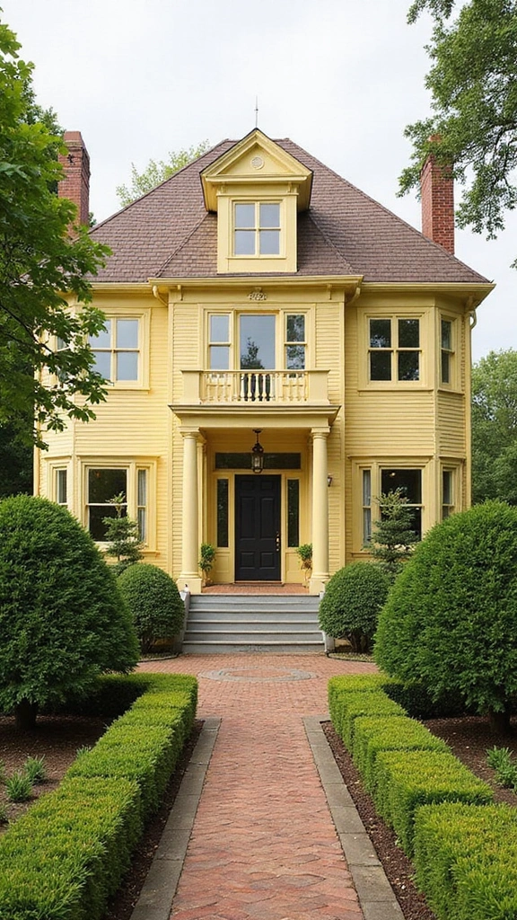 44 Home Painting Ideas Exterior Colors That Add Instant Charm - 22. Buttermilk Yellow
