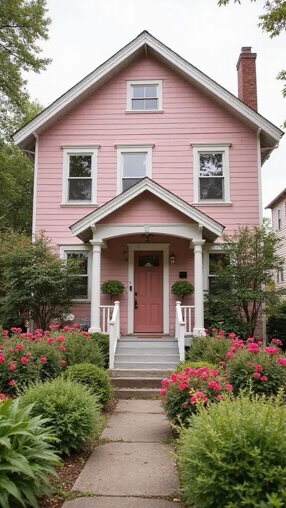 44 Home Painting Ideas Exterior Colors That Add Instant Charm - 25. Blush Pink