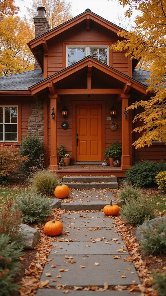 44 Home Painting Ideas Exterior Colors That Add Instant Charm - 26. Pumpkin Spice