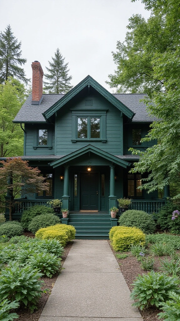 44 Home Painting Ideas Exterior Colors That Add Instant Charm - 27. Navy Green