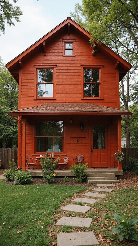 44 Home Painting Ideas Exterior Colors That Add Instant Charm - 30. Copper Red