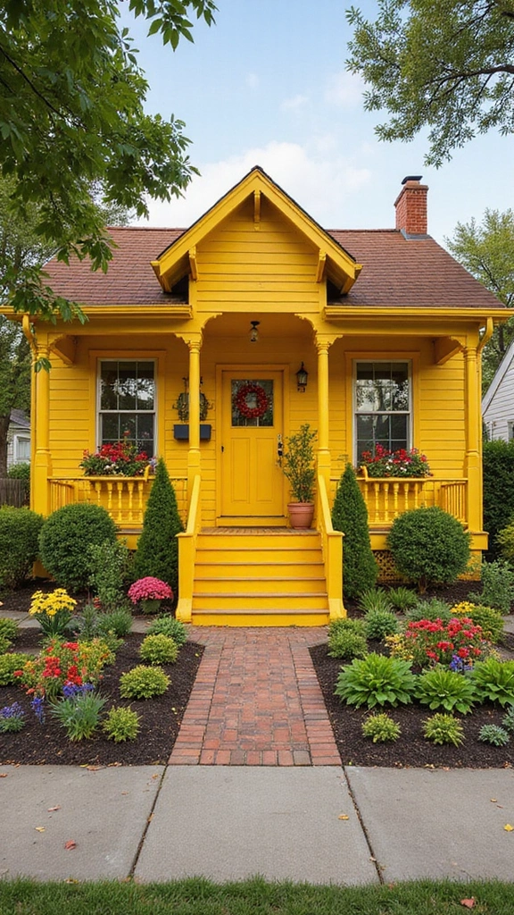 44 Home Painting Ideas Exterior Colors That Add Instant Charm - 35. Golden Yellow