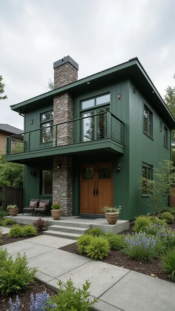 44 Home Painting Ideas Exterior Colors That Add Instant Charm - 37. Steel Green