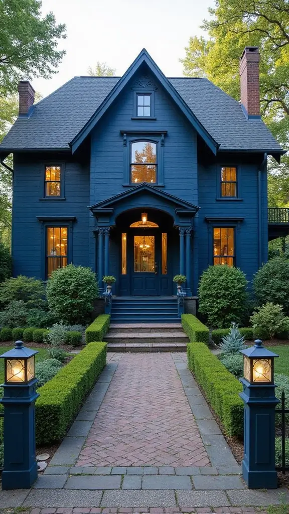 44 Home Painting Ideas Exterior Colors That Add Instant Charm - 44. Midnight Blue