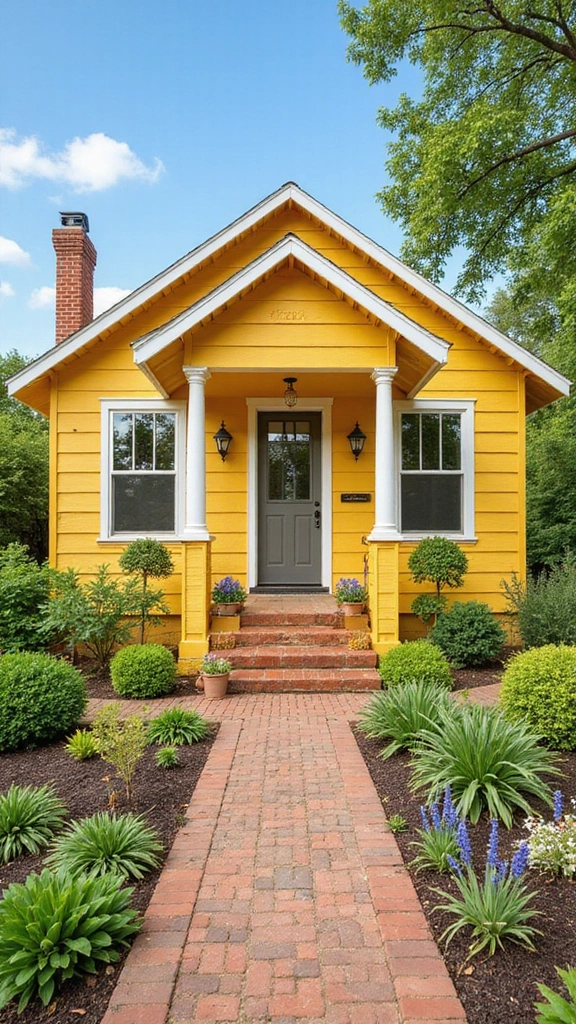 44 Home Painting Ideas Exterior Colors That Add Instant Charm - 7. Sunny Yellow