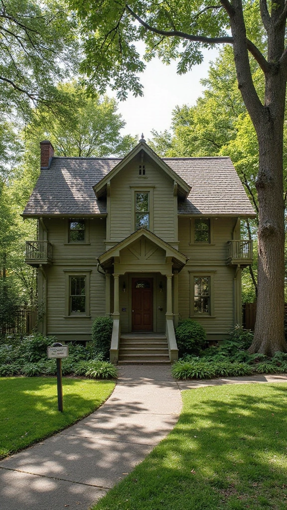 44 Home Painting Ideas Exterior Colors That Add Instant Charm - 8. Earthy Olive Green