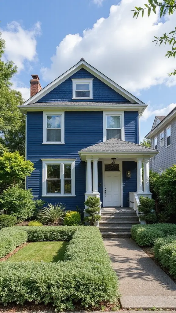 44 Home Painting Ideas Exterior Colors That Add Instant Charm - 9. Classic Navy Blue