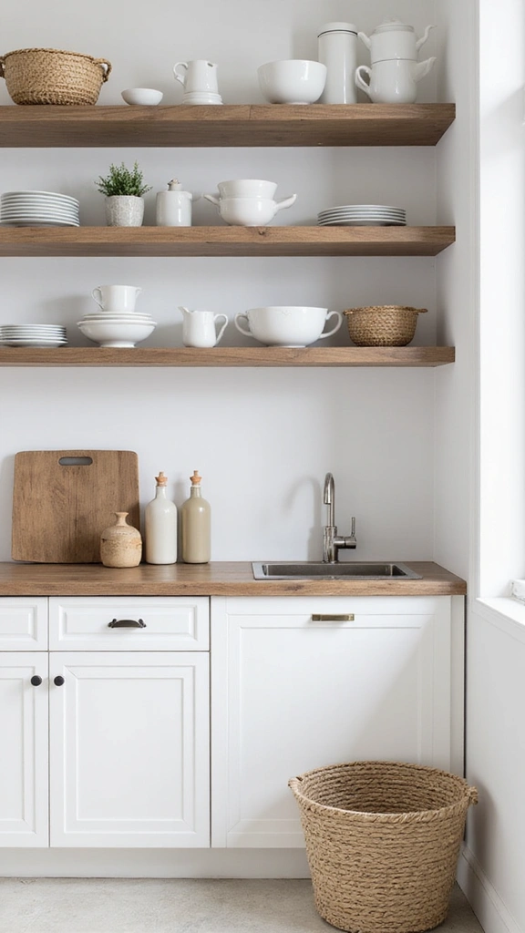 44 Minimalist House Design Interior Inspiration for a Calm Space - 23. Open Shelving