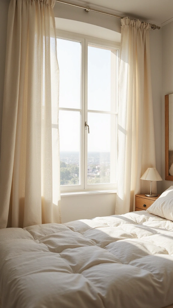 44 Room Arrangement Ideas Bedroom Layouts That Maximize Comfort - 23. Light and Airy Curtains