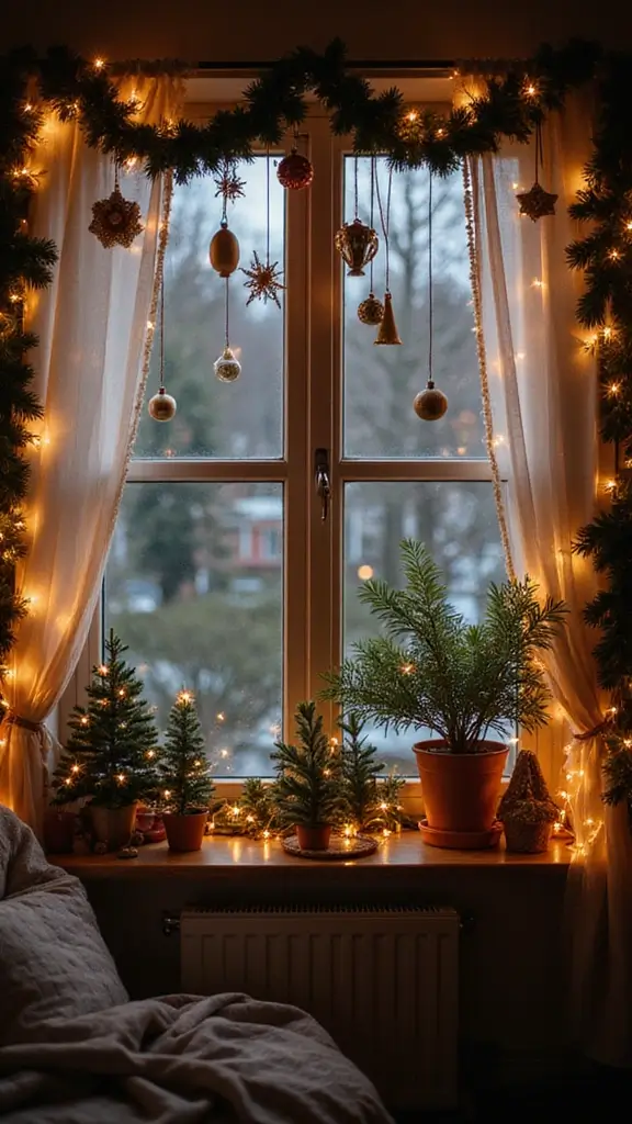 44 Small Apartment Christmas Decor Ideas That Spark Joy - 10. Window Displays