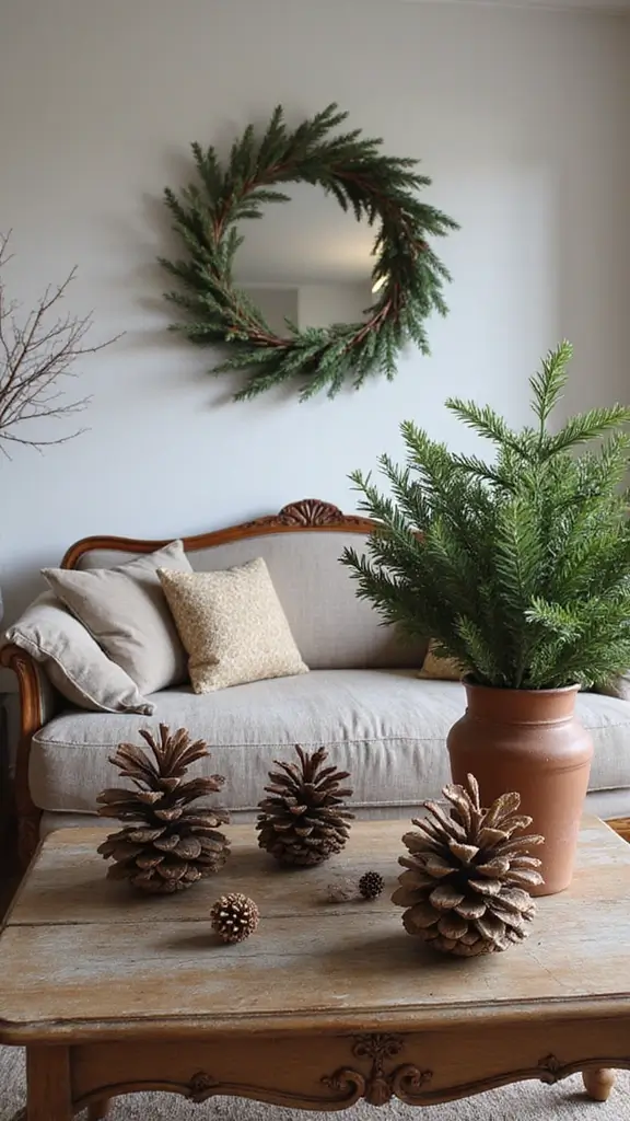 44 Small Apartment Christmas Decor Ideas That Spark Joy - 15. Natural Elements