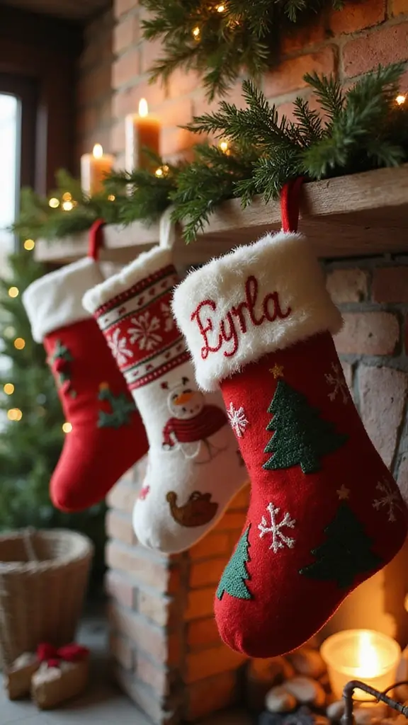 44 Small Apartment Christmas Decor Ideas That Spark Joy - 17. Personalized Stockings