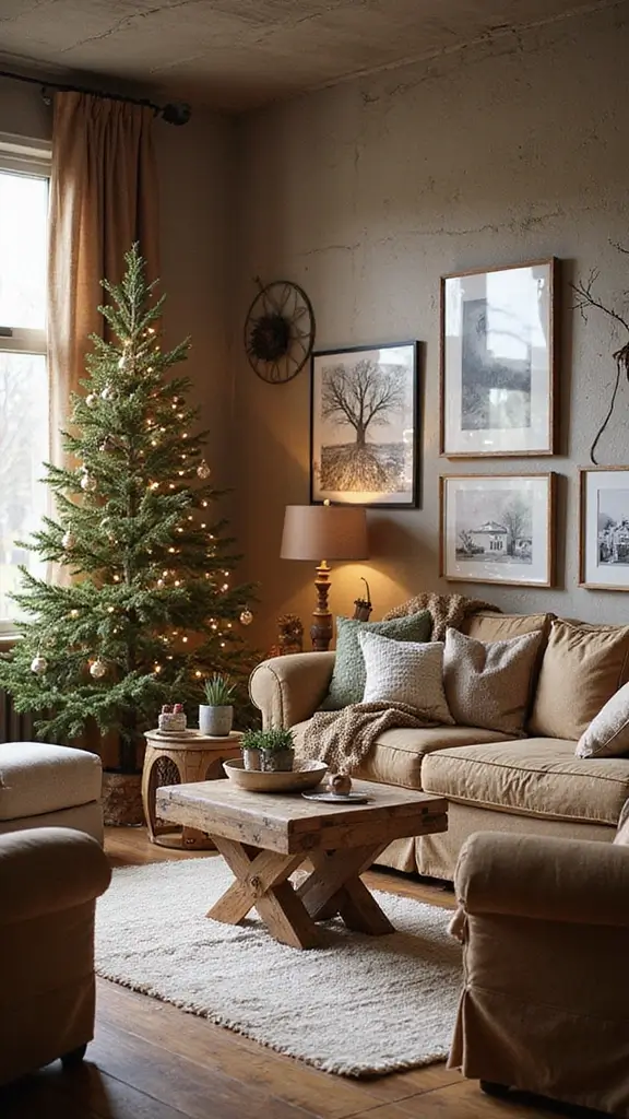 44 Small Apartment Christmas Decor Ideas That Spark Joy - 35. Rustic Christmas Decor