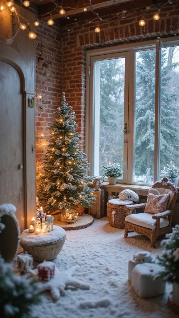 44 Small Apartment Christmas Decor Ideas That Spark Joy - 39. Indoor Snow Scene
