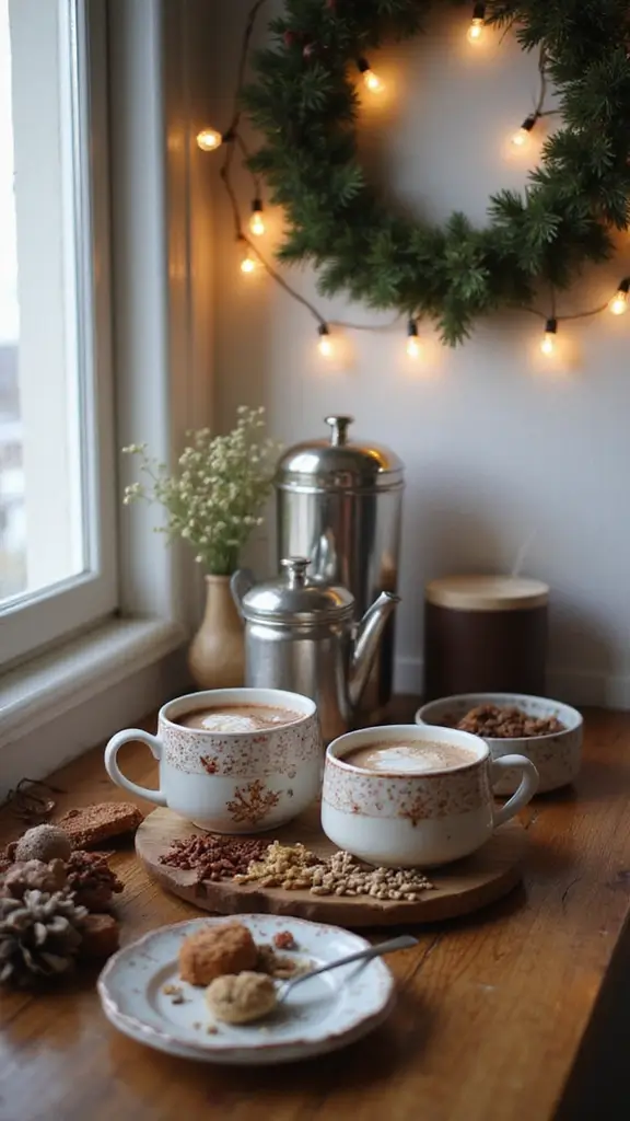 44 Small Apartment Christmas Decor Ideas That Spark Joy - 40. Create a Hot Cocoa Station