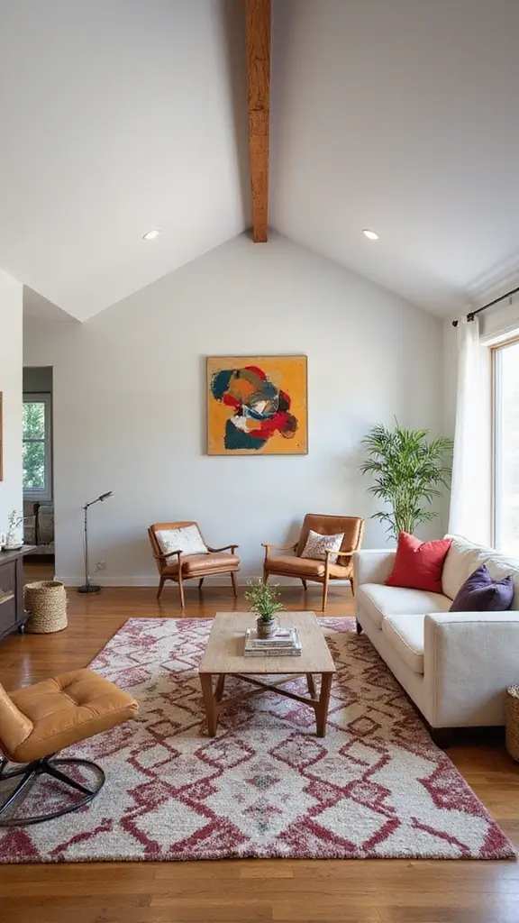 44 Vaulted Ceiling Living Room Ideas That Open Up Space - 12. Playful Geometry in Design