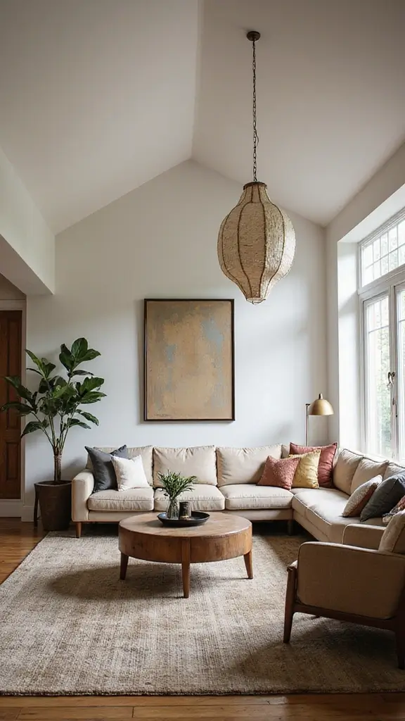 44 Vaulted Ceiling Living Room Ideas That Open Up Space - 24. Vintage Finds with Modern Flair