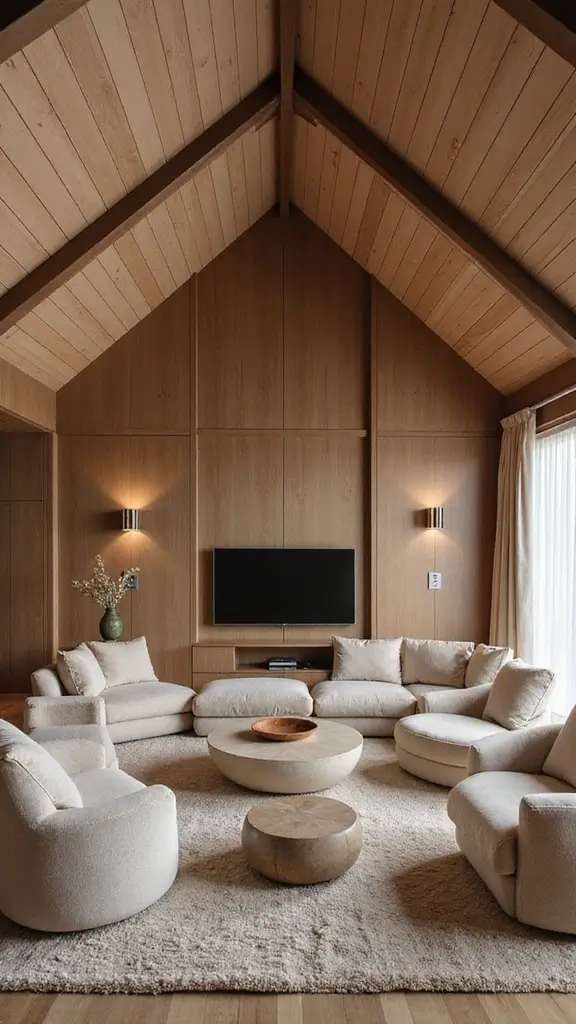 44 Vaulted Ceiling Living Room Ideas That Open Up Space - 39. Sound and Acoustics
