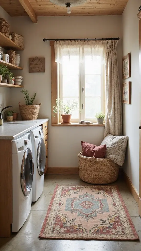 45 Laundry Room Layout Floor Plans That Save Time and Stress - 19. Cozy Textiles and Accessories