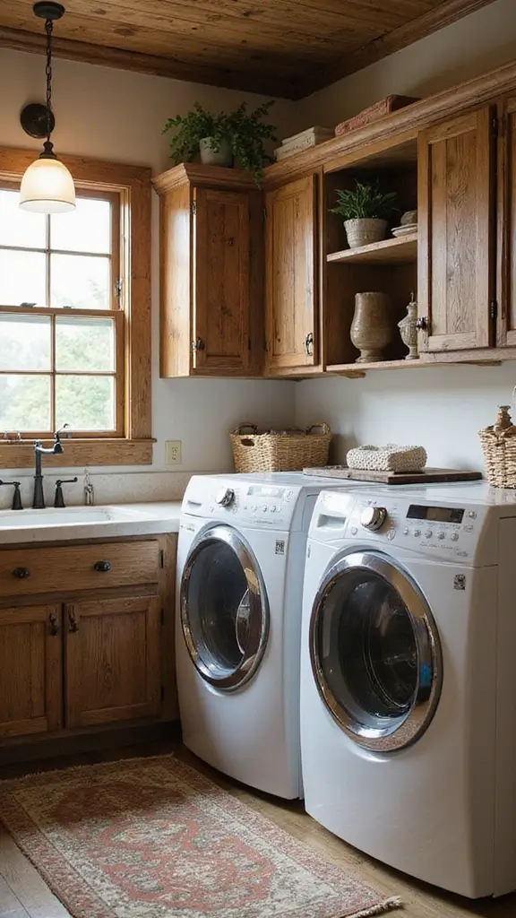 45 Laundry Room Layout Floor Plans That Save Time and Stress - 34. Rustic Charm