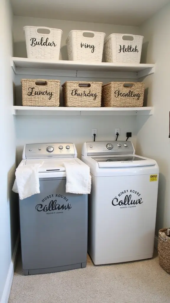 45 Laundry Room Layout Floor Plans That Save Time and Stress - 36. Customized Laundry Baskets