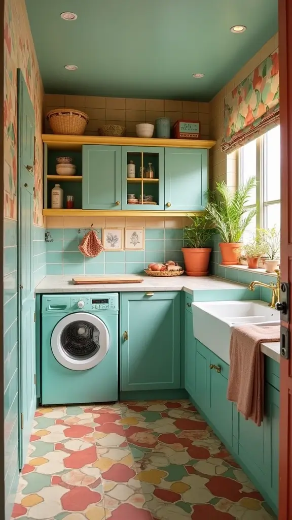 45 Laundry Room Layout Floor Plans That Save Time and Stress - 40. Retro Vibe