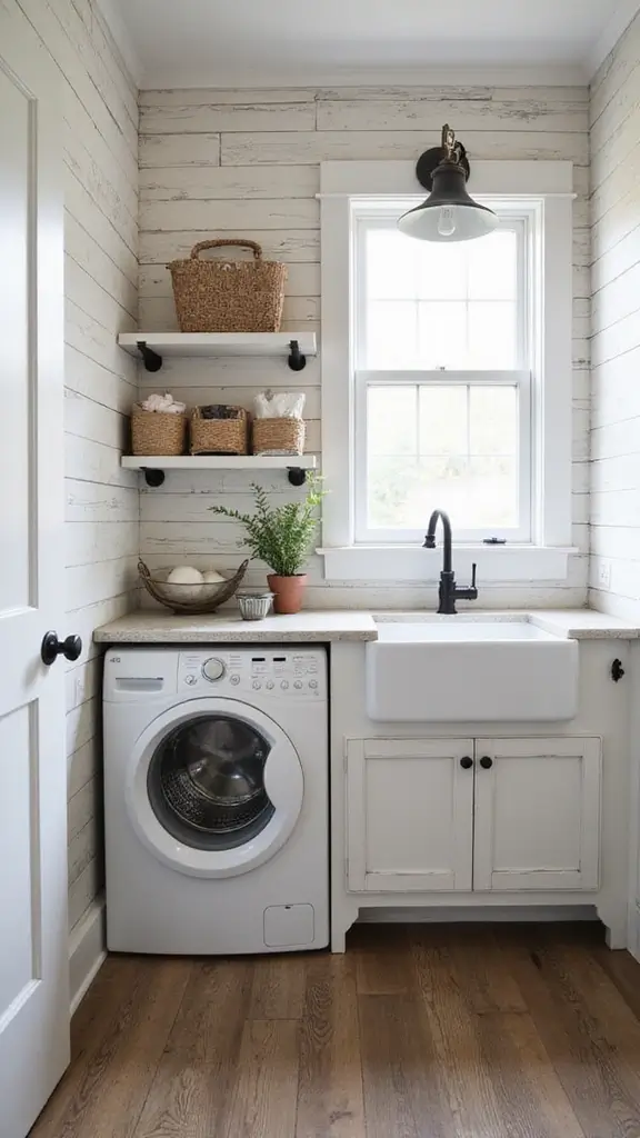 45 Laundry Room Layout Floor Plans That Save Time and Stress - 42. Rustic Farmhouse Aesthetic