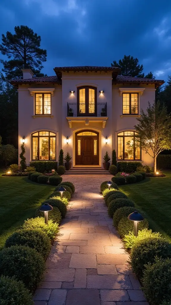 45 Modern Mediterranean Homes Exterior Styles That Shine - 10. Eco-Conscious Lighting